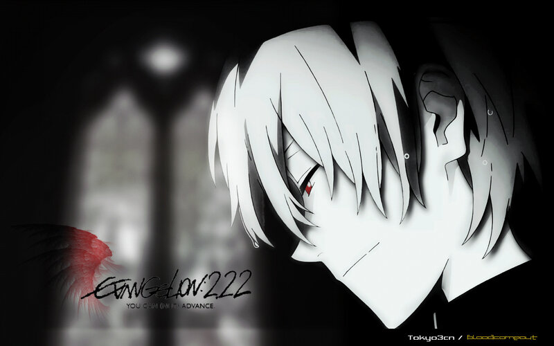 Anime Character with White Hair — Black, Dramatic, Digital Art, Red Eye