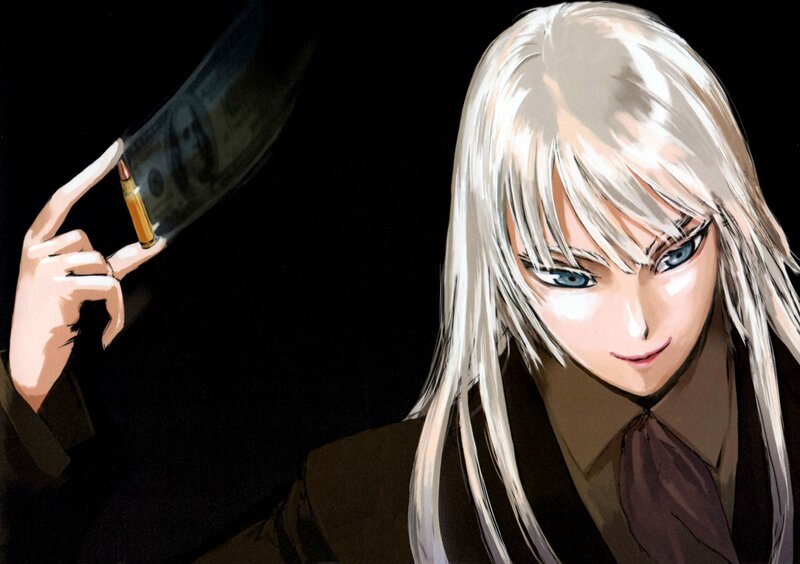 Anime Character with White Hair — Black, Dramatic, Manga, Bullet