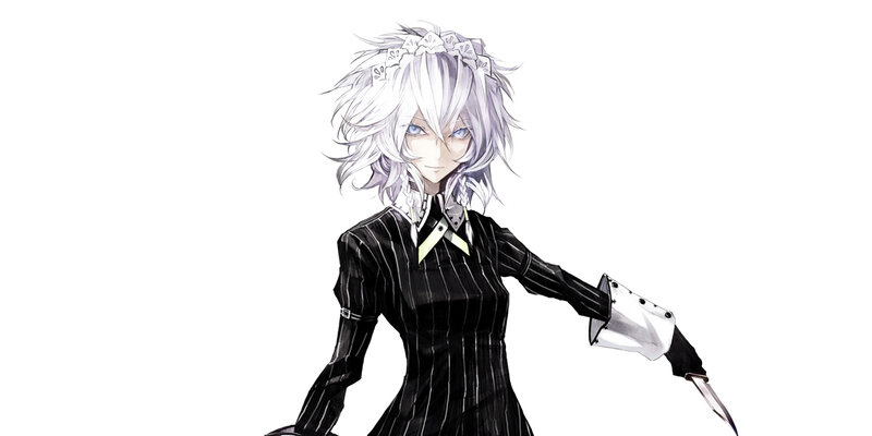 Anime Character with White Hair — Black, Dramatic, Manga