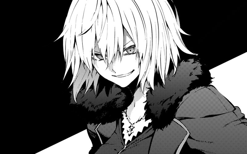 Anime Character with White Hair — Black, Dramatic, Manga, White Hair, Coat
