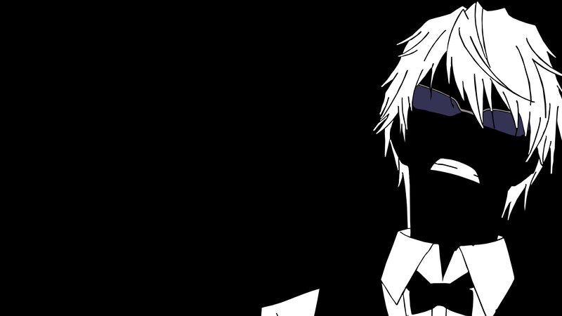 Anime Character with White Hair — Black, Dramatic, Manga, White Hair