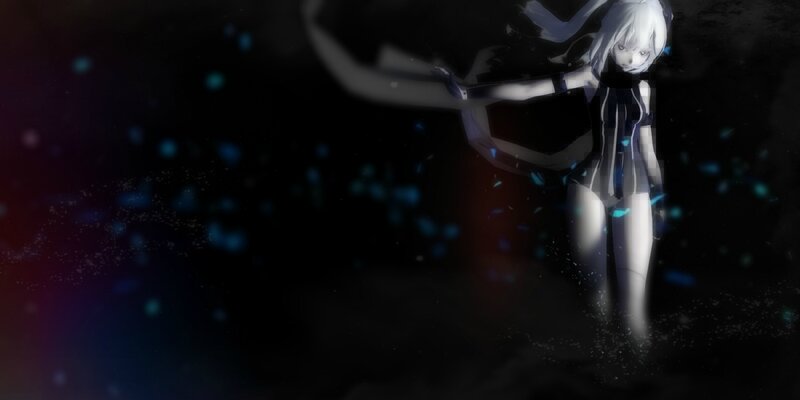 Anime Character with White Hair — Black, Dramatic, Night, Digital Art, White Hair