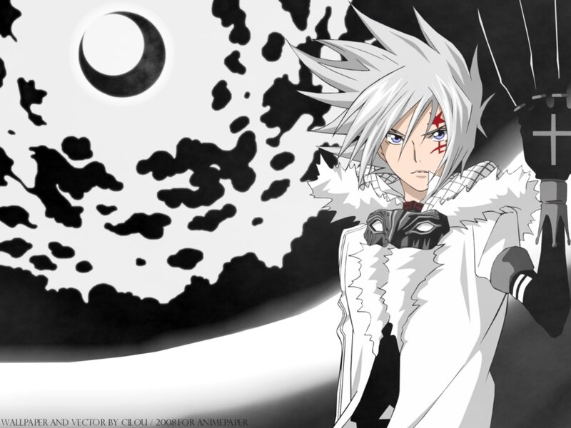 Anime Character with White Hair — Black, Dramatic, Night, Moon