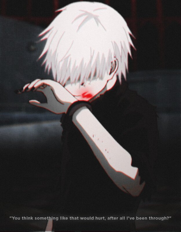 Anime Character with White Hair — Black, Dramatic, Night, White Hair, Black Shirt
