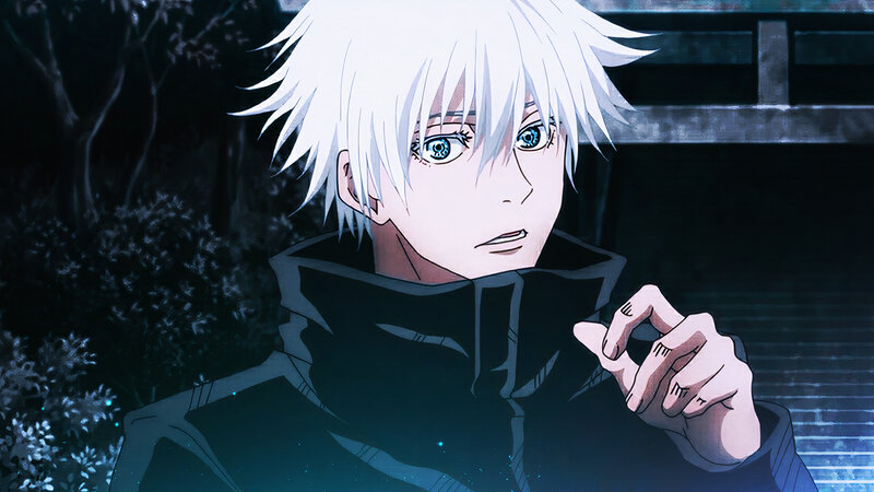 Anime Character with White Hair — Black, Dramatic, Night, White Hair, Blue Eyes