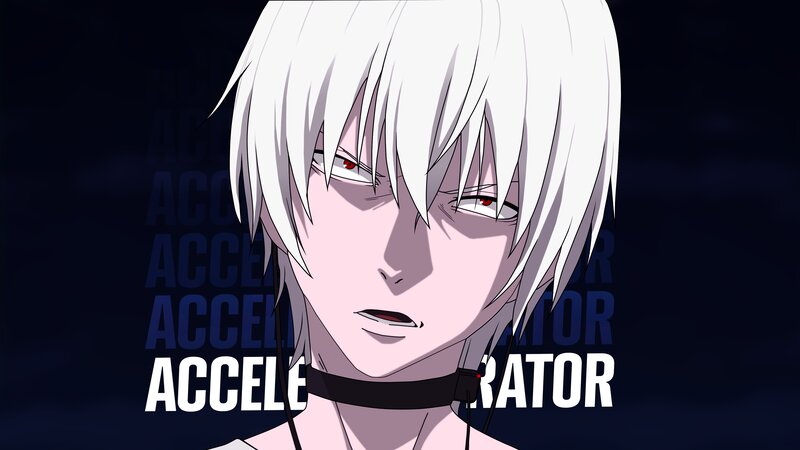 Anime Character with White Hair — Black, Dramatic, Night, White Hair, Red Eyes