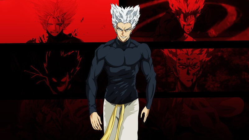 Anime Character with White Hair — Black, Dramatic, Red Background