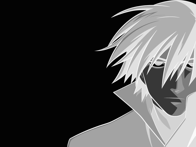 Anime Character with White Hair — Black, Dramatic, White Hair, Black Background
