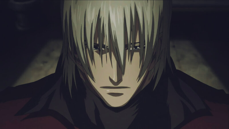 Anime Character with White Hair — Black, Dramatic, White Hair, Dark Clothing