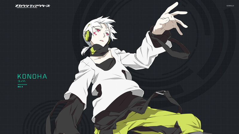 Anime Character with White Hair — Black, Dramatic, White Hair, Headphones