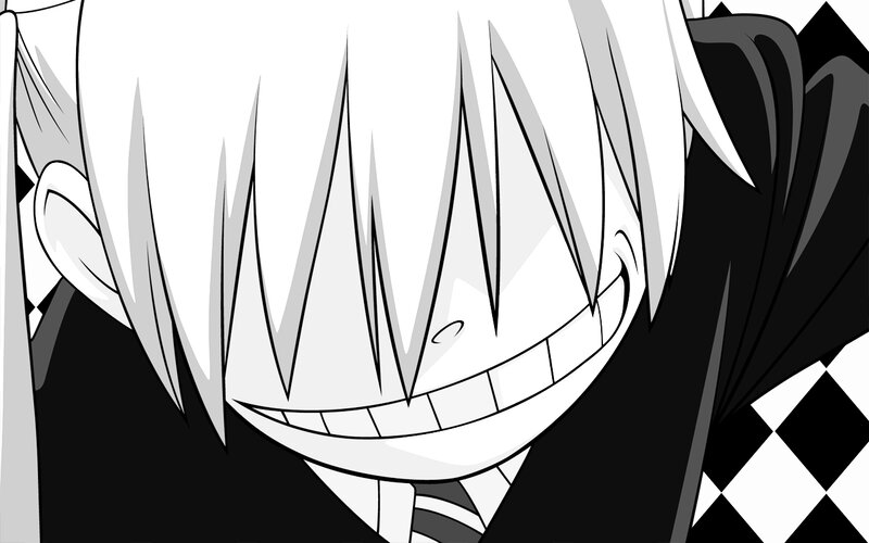 Anime Character with White Hair — Black, Menacing