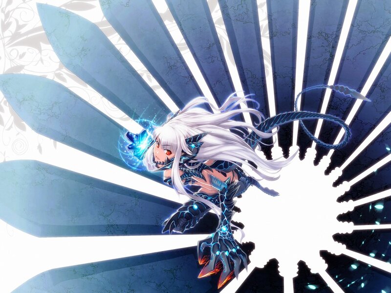 Anime Character with White Hair — Blue, Dramatic, Digital Art, White Hair, Blue Armor