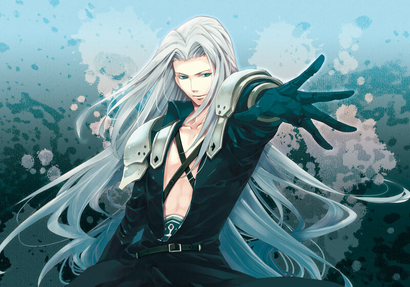 Anime Character with White Hair — Blue, Dramatic, Manga, Long Hair