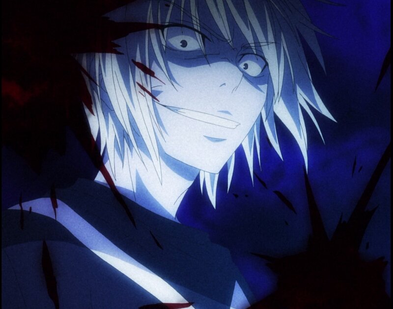 Anime Character with White Hair — Blue, Dramatic, Night, Blood