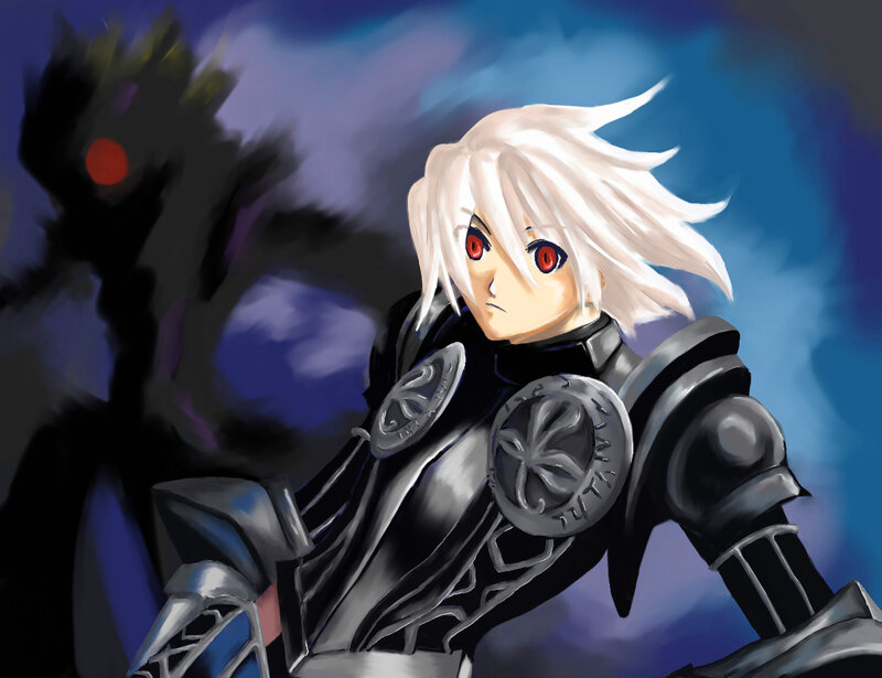 Anime Character with White Hair — Blue, Dramatic, Night