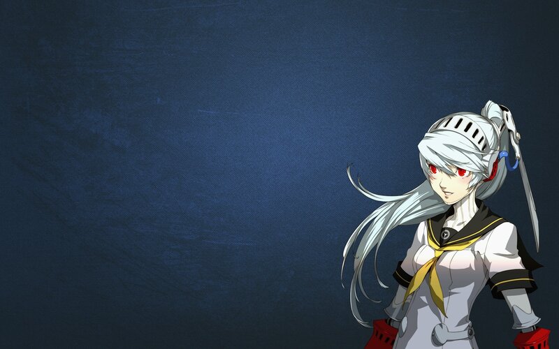 Anime Character with White Hair — Blue, Dramatic, White Hair, Red Eyes, Sailor-style Uniform