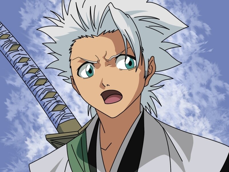 Anime Character with White Hair — Blue