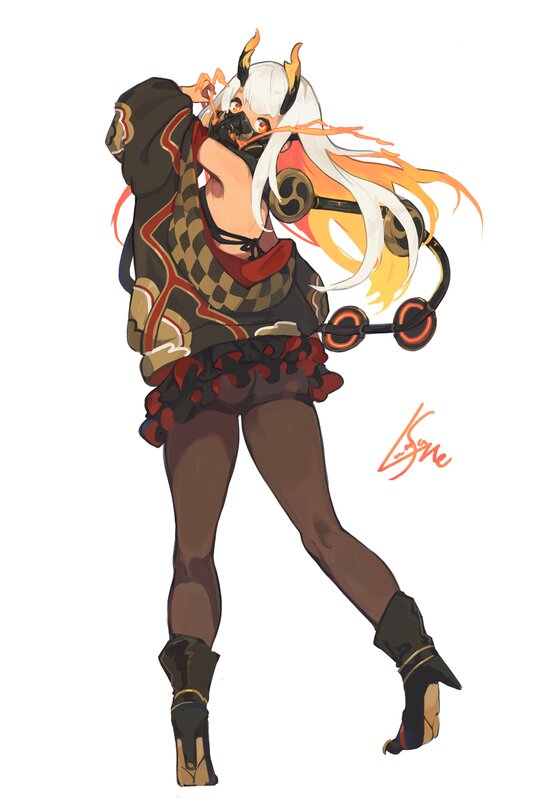 Anime Character with White Hair — Brown, Dynamic