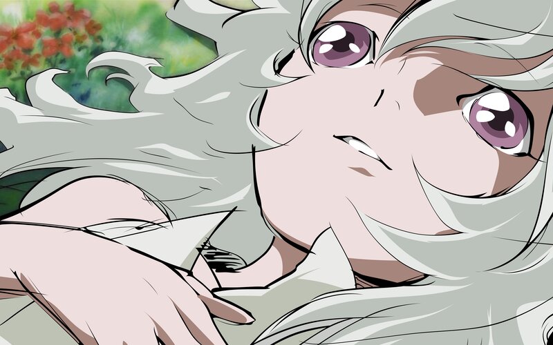 Anime Character with White Hair — Calm, Spring, Manga