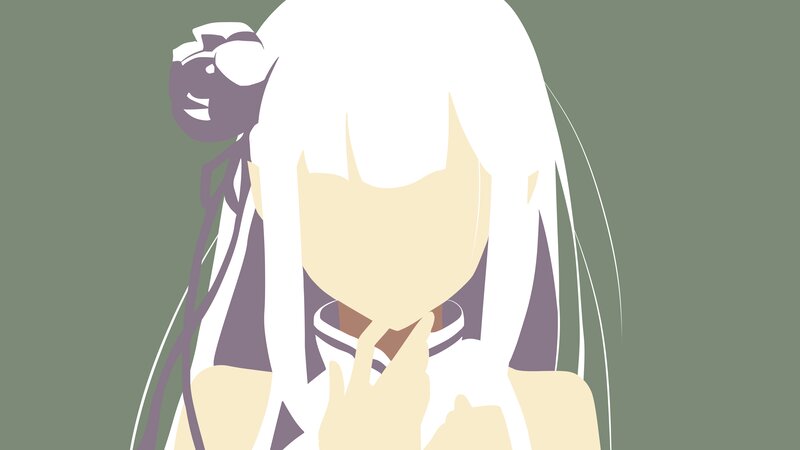 Anime Character with White Hair — Contemplative, Minimalist