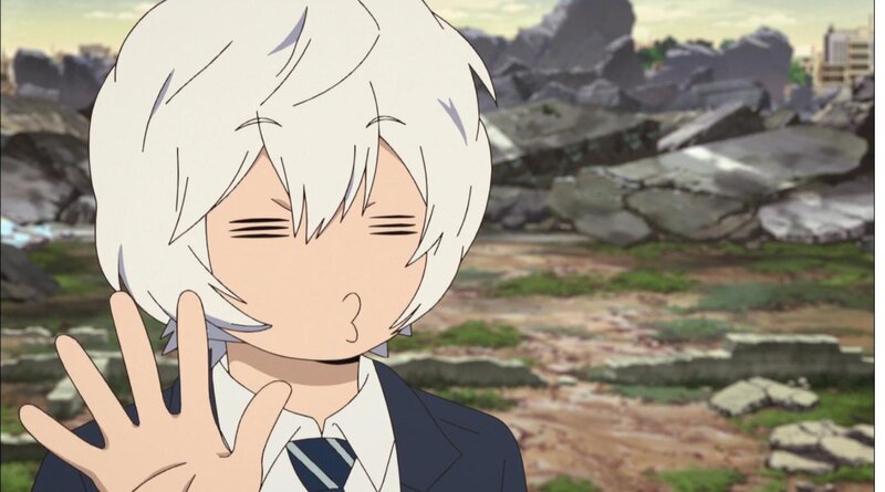 Anime Character with White Hair — Dramatic, Afternoon, School Uniform