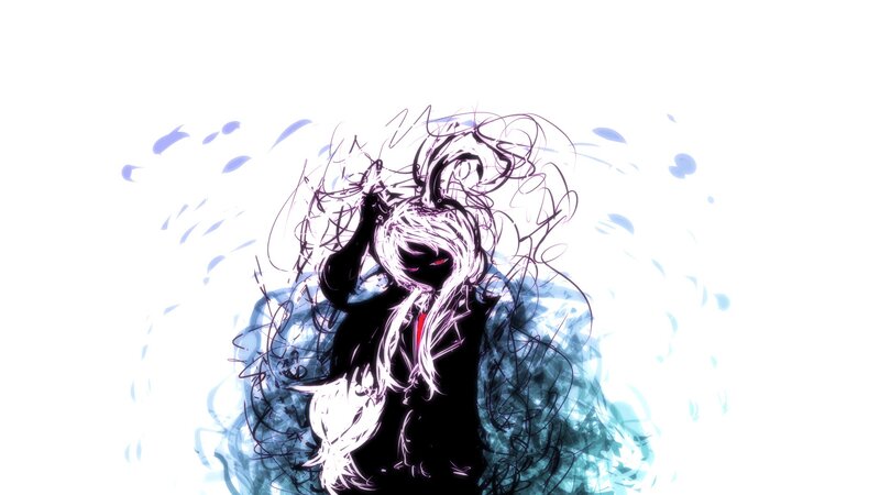 Anime Character with White Hair — Dramatic, Digital Art, Eyes, Clothing