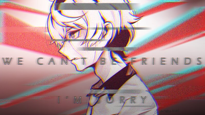 Anime Character with White Hair — Dramatic, Digital Art, Glitch Effect
