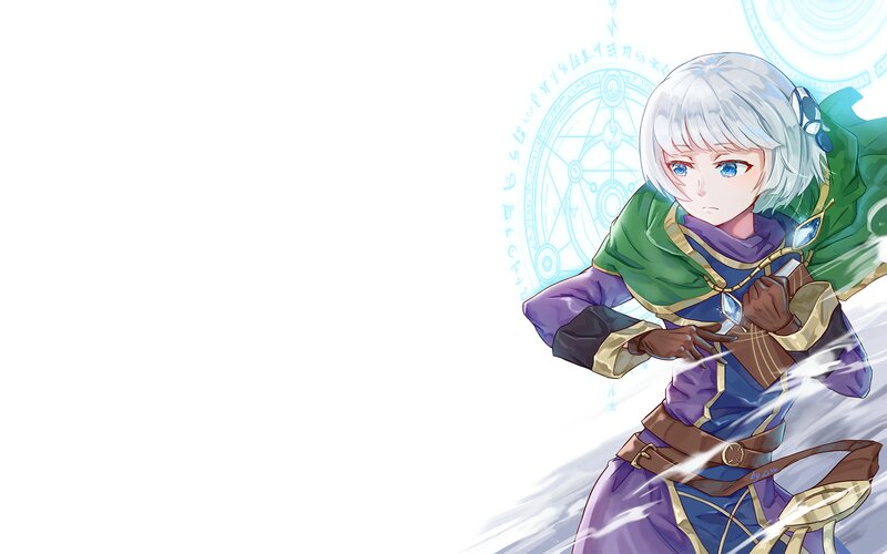 Anime Character with White Hair — Dramatic, Digital Art, Magic Circle