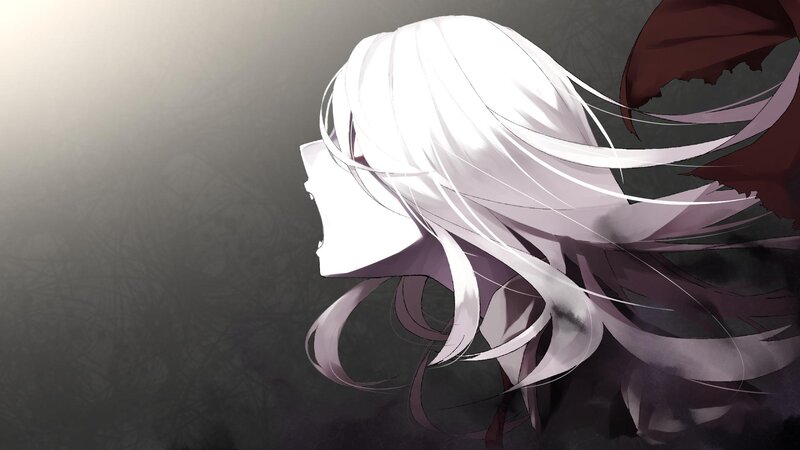 Anime Character with White Hair — Dramatic, Digital Art, White Hair, Dark Background