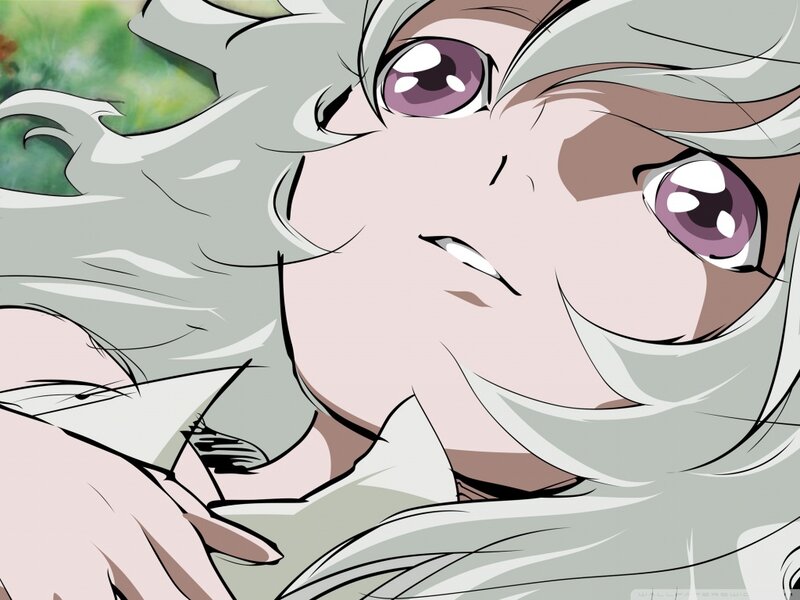 Anime Character with White Hair — Dramatic, Manga, Purple Eyes