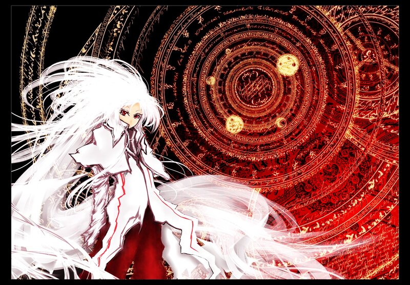 Anime Character with White Hair — Dramatic, Manga, White Hair, Red Robe