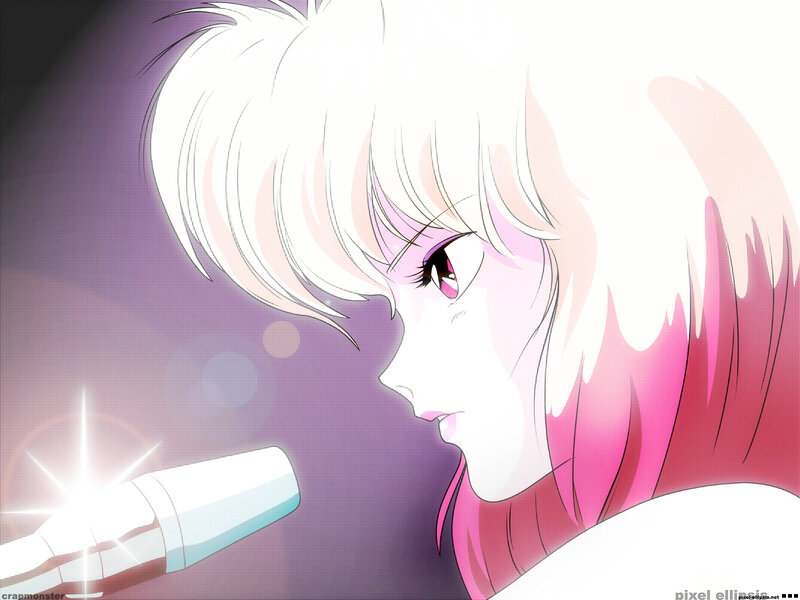 Anime Character with White Hair — Dramatic, Microphone