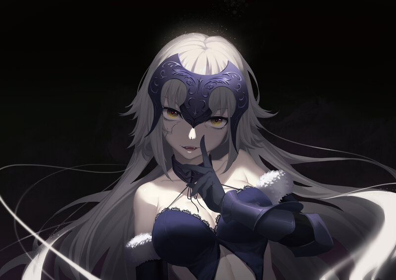 Anime Character with White Hair — Dramatic, Night, Digital Art, Mask