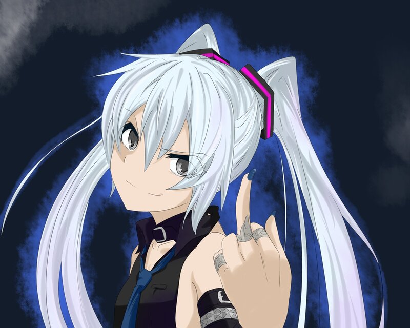 Anime Character with White Hair — Dramatic, Night, Digital Art