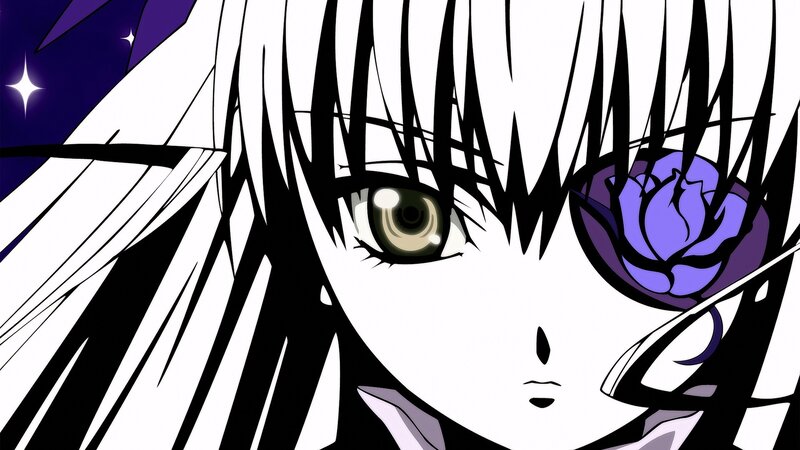 Anime Character with White Hair — Dramatic, Night, Manga, Purple Rose