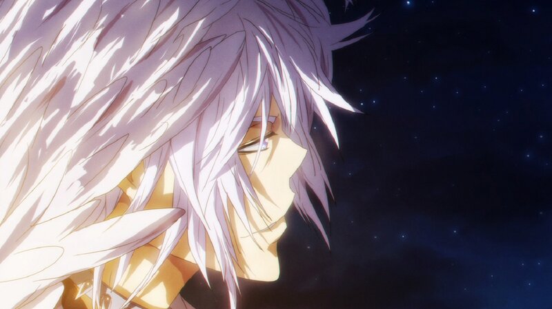 Anime Character with White Hair — Dramatic, Night, Starry Sky