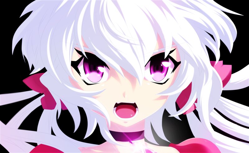 Anime Character with White Hair — Dramatic, Pink Eyes