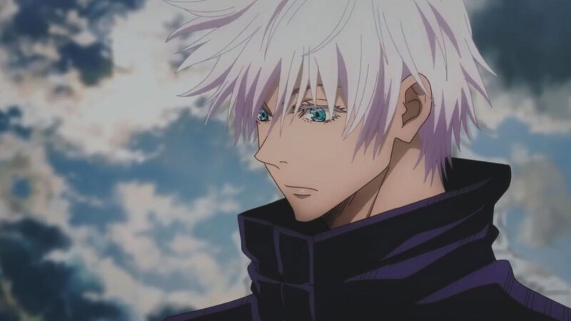 Anime Character with White Hair — Dramatic, Sky