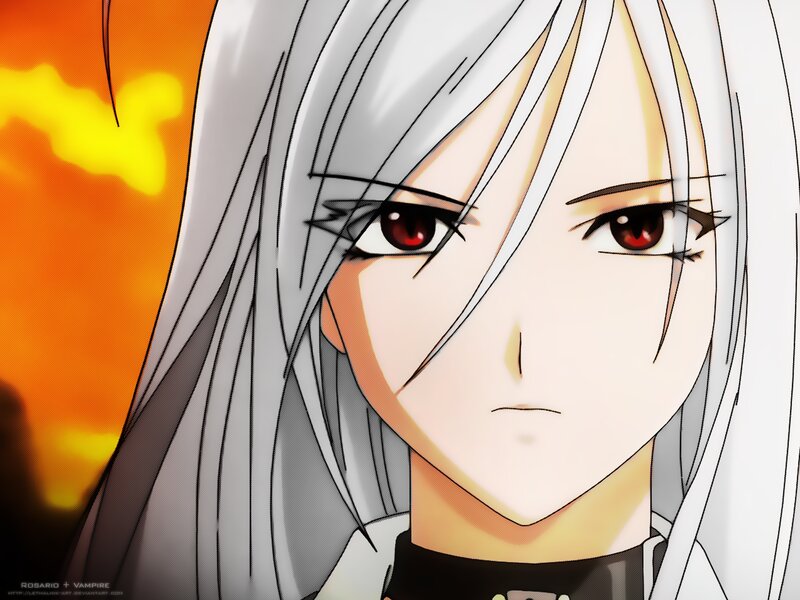 Anime Character with White Hair — Dramatic, Sunset