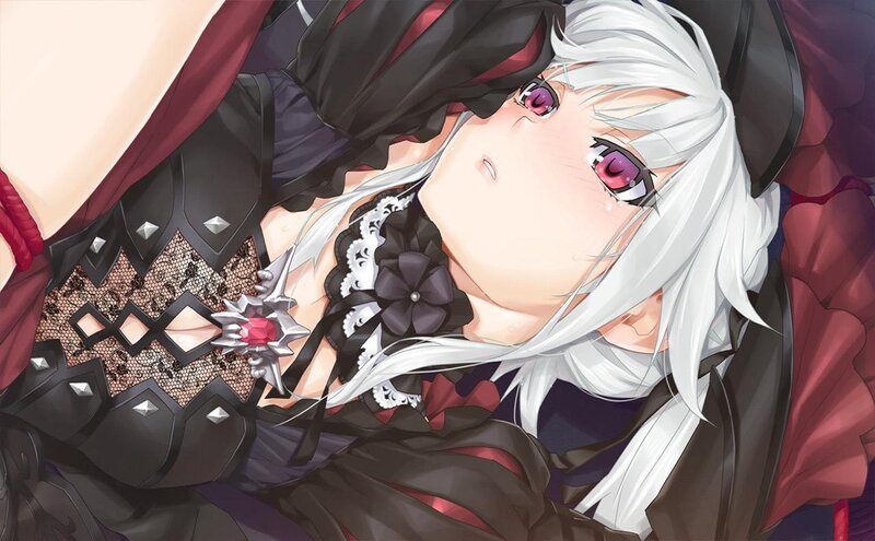 Anime Character with White Hair — Dramatic, White Hair, Purple Eyes