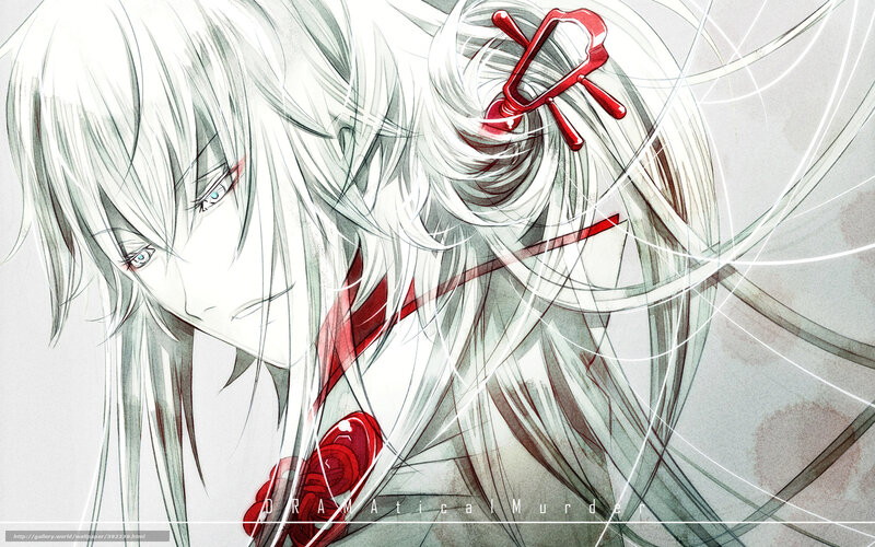 Anime Character with White Hair — Dramatic, White Hair, Red Accessory