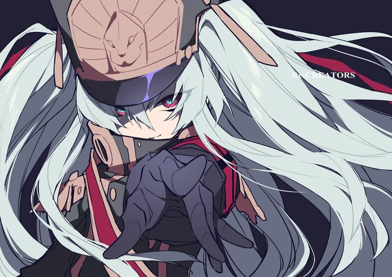 Anime Character with White Hair — Gray, Dramatic, White Hair, Red Eyes