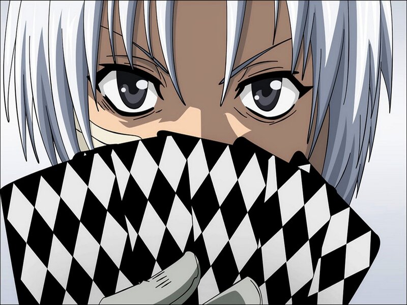 Anime Character with White Hair — Gray, Intense