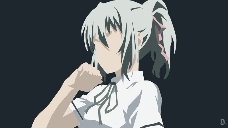 Anime Character with White Hair — Gray, Serious, White Shirt, Ponytail