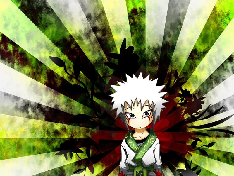 Anime Character with White Hair — Green, Dramatic, Green Background