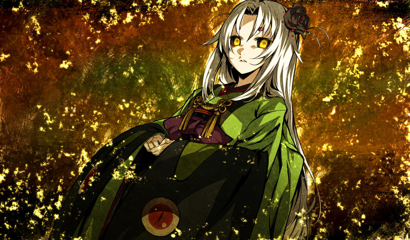 Anime Character with White Hair — Green