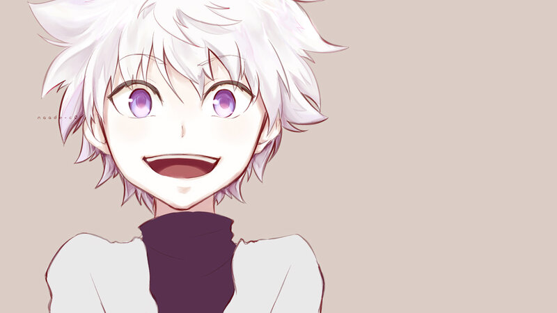 Anime Character with White Hair — Happy