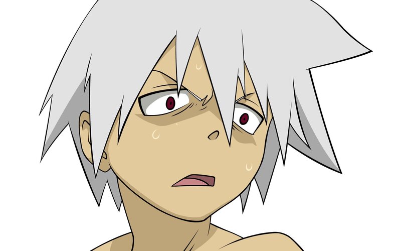 Anime Character with White Hair — Intense, White Hair, Red Eyes