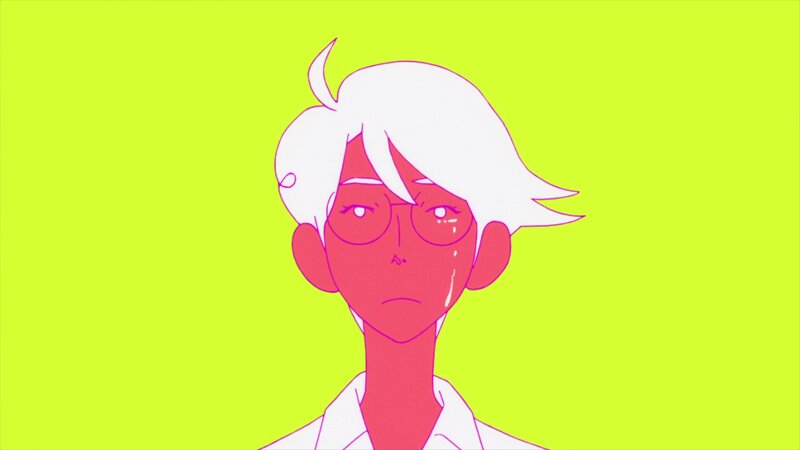 Anime Character with White Hair — Lime Green