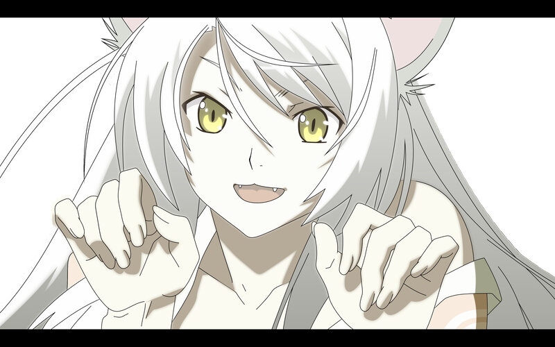 Anime Character with White Hair — Playful, Cat Ears